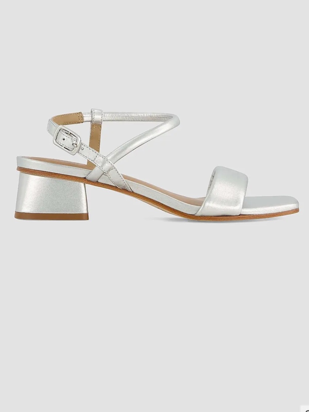 Bernardo Josei Silver Strappy Low Block Heel Sandal - Women NEW